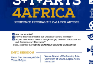 flyer for S+T+ARTS 4AFRICA Residence Program Info Session