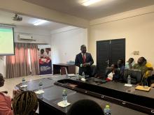 Dr Ackon interacting with members of the department
