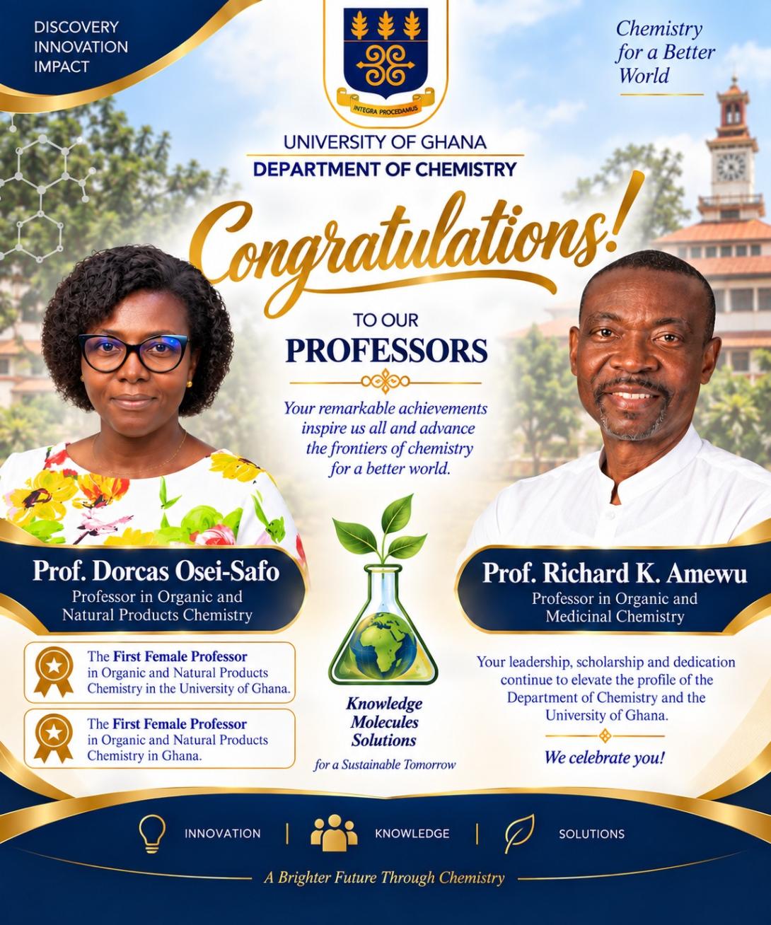 Prof. Dorcas Osei Safo and Prof. Richard K. Amewu — University of Ghana, Department of Chemistry.
