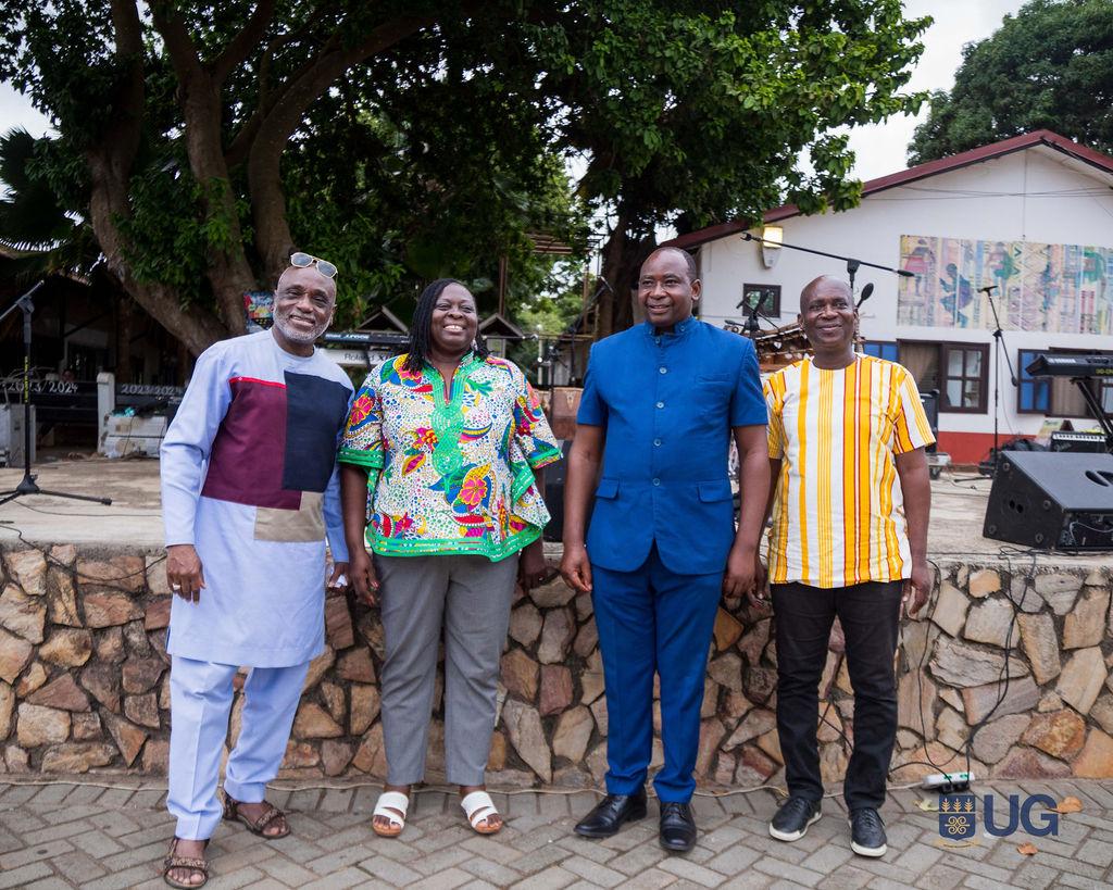 A group picture with Mr Kari Bannerman (Guitarist & Donor of equipment), Prof Asiedu (Acting Dean, School of Performing Arts), Prof Yaro (Provost, College of Humanities), Dr Amakye-Boateng (HoD, Department of Music)
