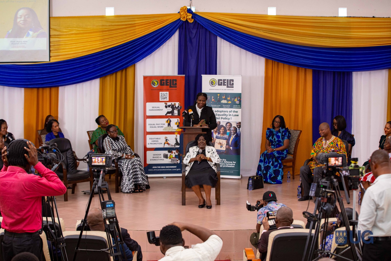 Professor of Law and the first female Dean of the University of Ghana School of Law, Prof. Akua Kuenyehia speaking to acknowledge the award